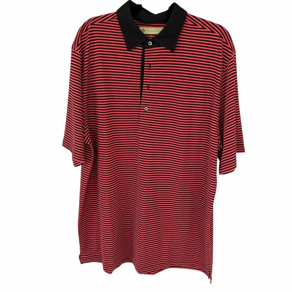 Donald Ross Sport Golf Polo XL Pink Black Striped Short Sleeve Shirt